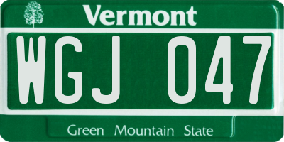 VT license plate WGJ047