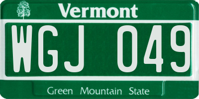 VT license plate WGJ049