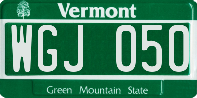 VT license plate WGJ050