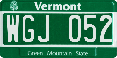 VT license plate WGJ052