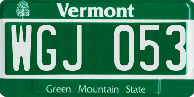 VT license plate WGJ053