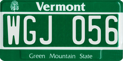 VT license plate WGJ056