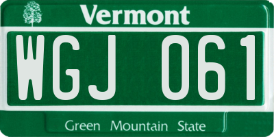 VT license plate WGJ061