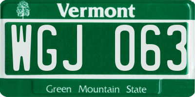 VT license plate WGJ063