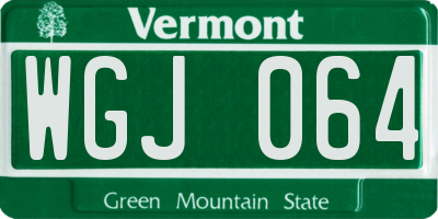 VT license plate WGJ064