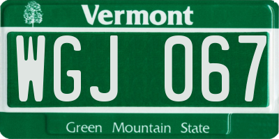 VT license plate WGJ067