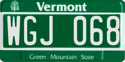 VT license plate WGJ068