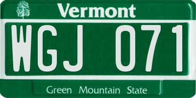 VT license plate WGJ071