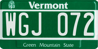VT license plate WGJ072