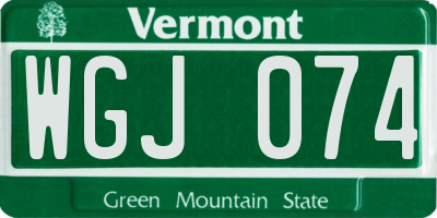 VT license plate WGJ074