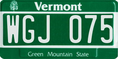 VT license plate WGJ075