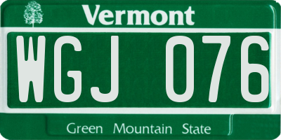 VT license plate WGJ076