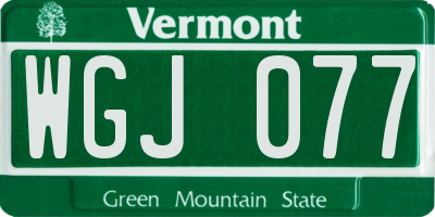 VT license plate WGJ077