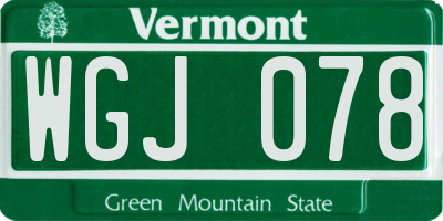VT license plate WGJ078