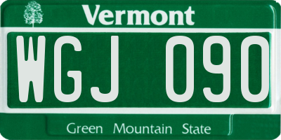 VT license plate WGJ090
