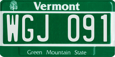 VT license plate WGJ091