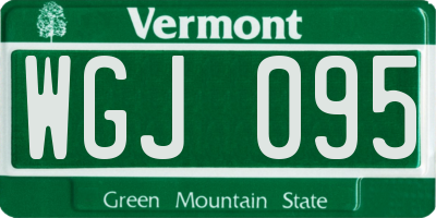 VT license plate WGJ095