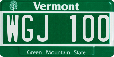VT license plate WGJ100