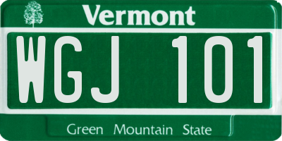 VT license plate WGJ101