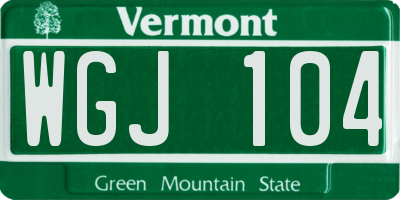 VT license plate WGJ104