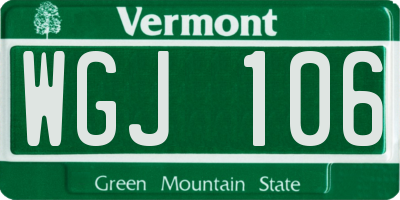 VT license plate WGJ106