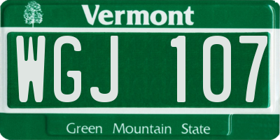 VT license plate WGJ107