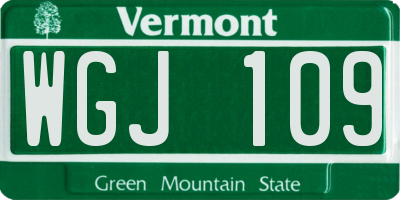 VT license plate WGJ109