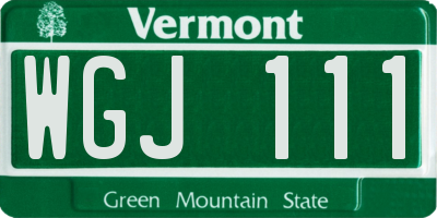 VT license plate WGJ111