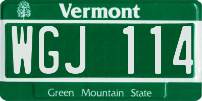 VT license plate WGJ114