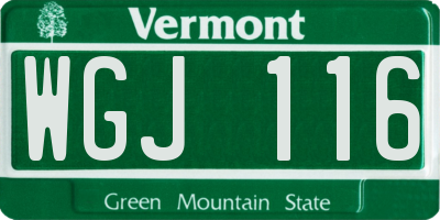 VT license plate WGJ116