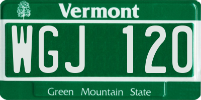 VT license plate WGJ120