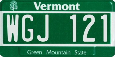 VT license plate WGJ121