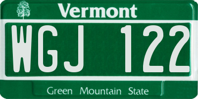 VT license plate WGJ122