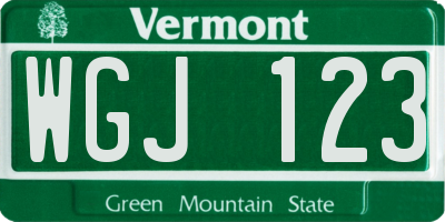VT license plate WGJ123