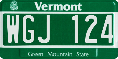 VT license plate WGJ124