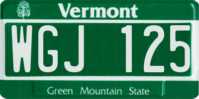 VT license plate WGJ125