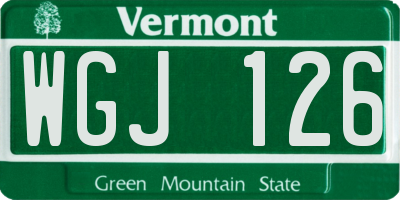 VT license plate WGJ126