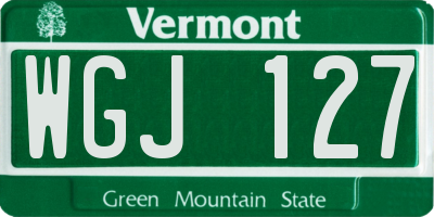 VT license plate WGJ127