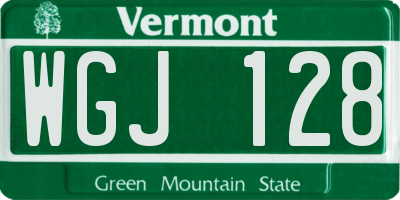 VT license plate WGJ128