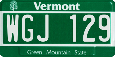 VT license plate WGJ129