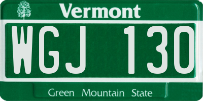 VT license plate WGJ130