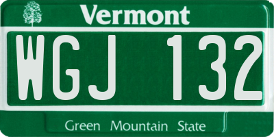 VT license plate WGJ132