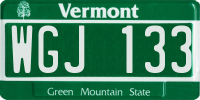 VT license plate WGJ133