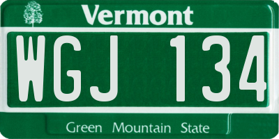 VT license plate WGJ134