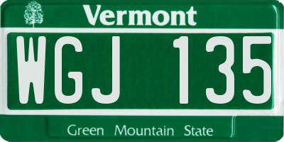 VT license plate WGJ135