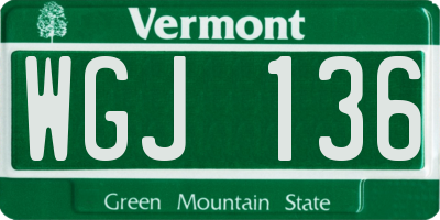 VT license plate WGJ136
