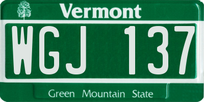 VT license plate WGJ137