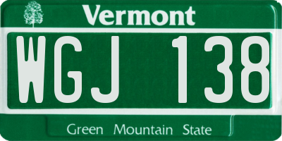 VT license plate WGJ138