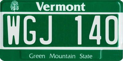 VT license plate WGJ140