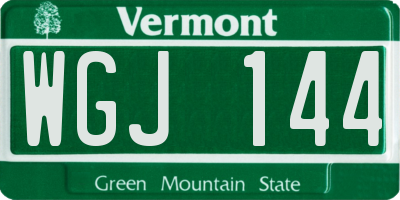 VT license plate WGJ144